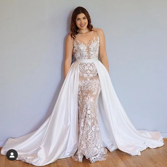 chinese dress ladies Nude Dress With White Lace Appliqu (#Lucy)